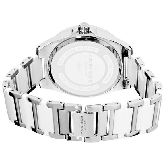 AKRIBOS XXIV WHITE SILVER LINKS CRYSTALS WATCH main image 5